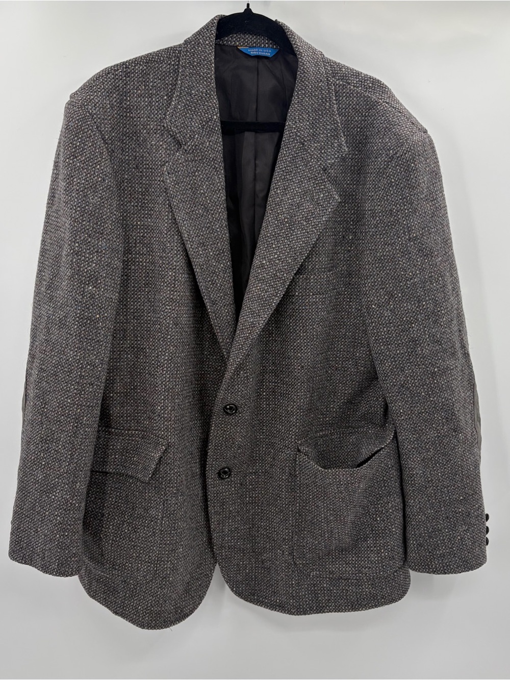 Pendleton elbow patches Pure Virgin Wool y2k Tweed Blazer Sport Coat size 46 xl